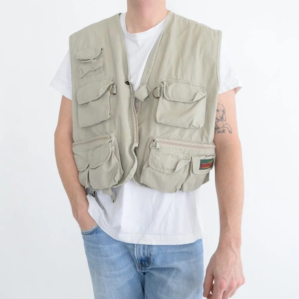 Vintage Bushline  Outdoor Fishing Hunting Khaki Vest Size XXL